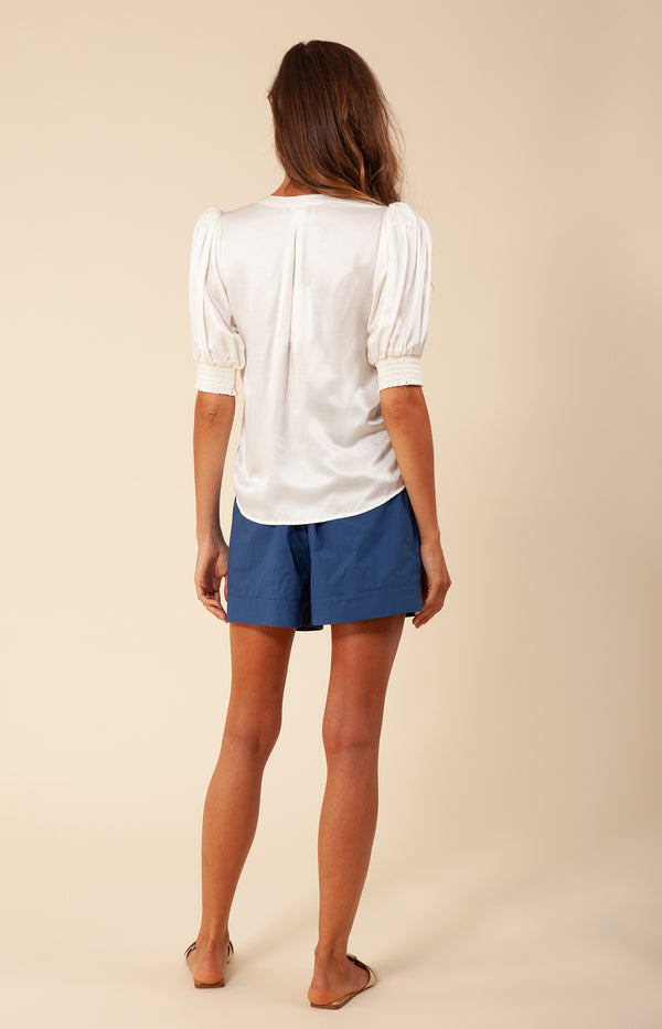 Lauretta Washed Solid Charmeuse Top, color_white