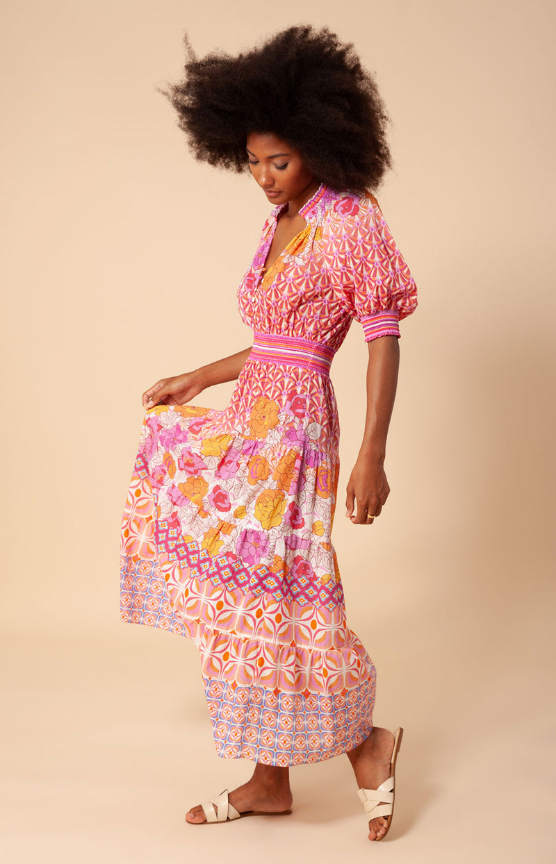 Reina Voile Midi Dress, color_pink