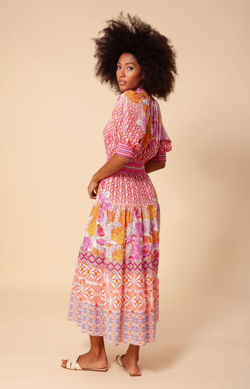 Reina Voile Midi Dress, color_pink