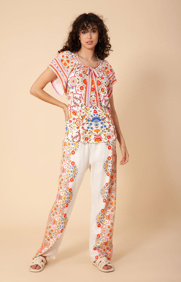 Malika Linen Pant, color_coral