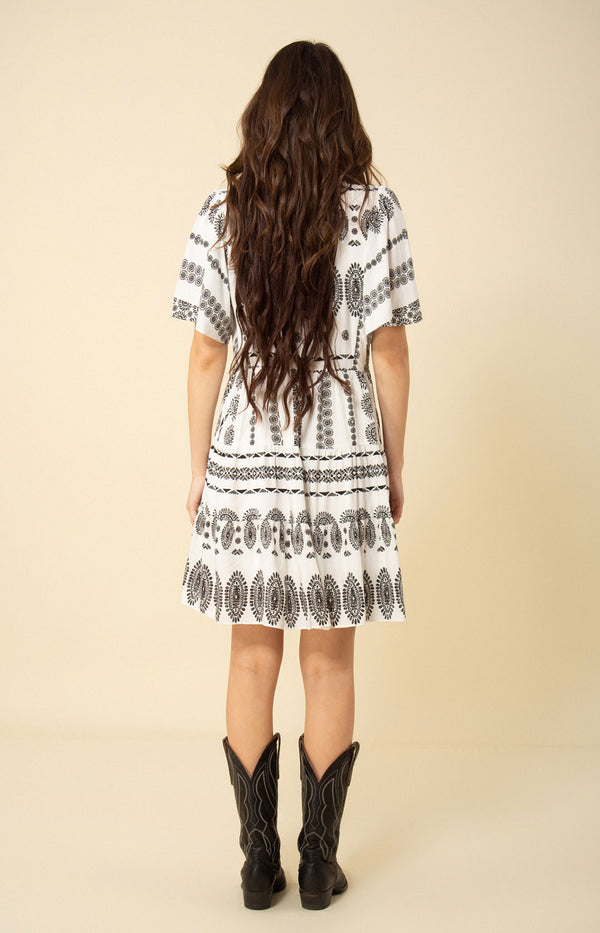 Hania Button Dress, color_blackandwhite