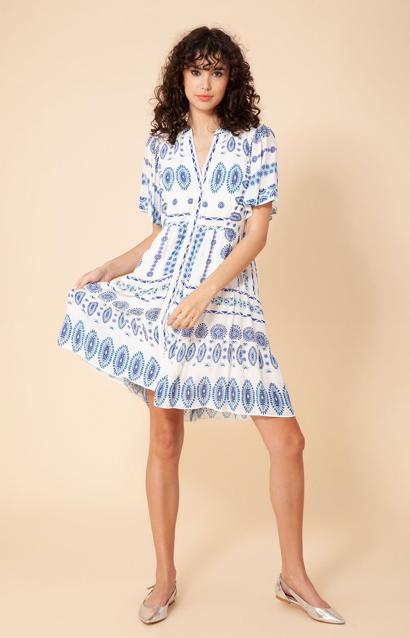 Hania Button Dress, color_blue