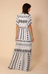 Hania Button Maxi Dress, color_blackandwhite