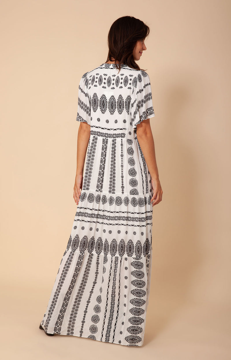 Hania Button Maxi Dress, color_blackandwhite