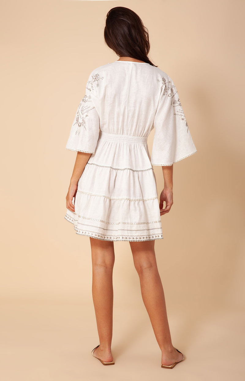 Aliah Embroidered Linen Dress