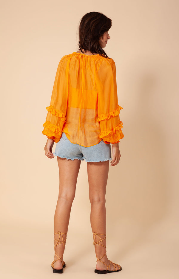 Ciel Solid Chiffon Top, color_orange