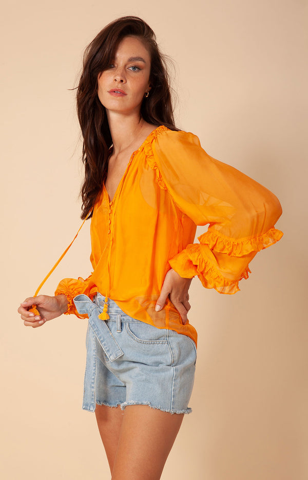 Ciel Solid Chiffon Top, color_orange