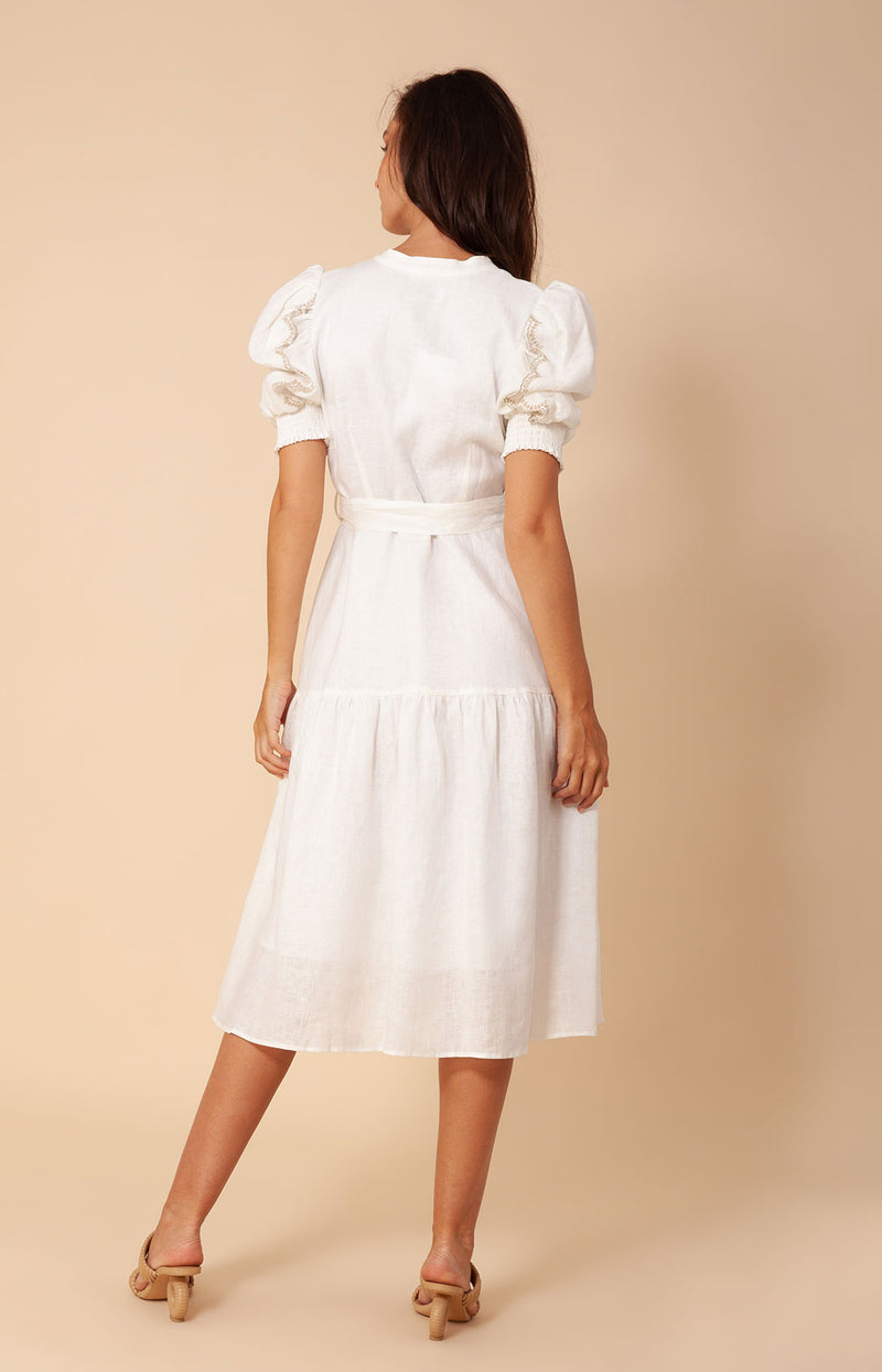 Colette Solid Linen Dress, color_white