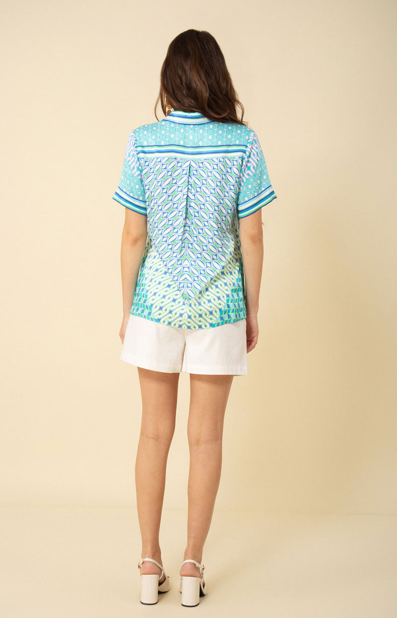 Liberty Button Up Top, color_teal