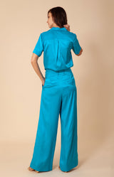 Liberty Solid Button Up Top, color_teal