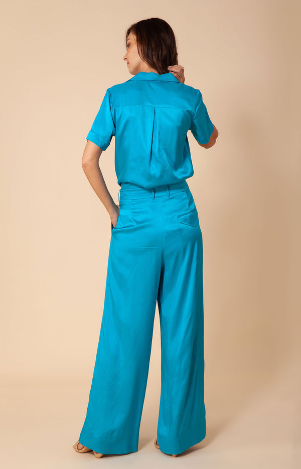 Liberty Solid Button Up Top, color_teal