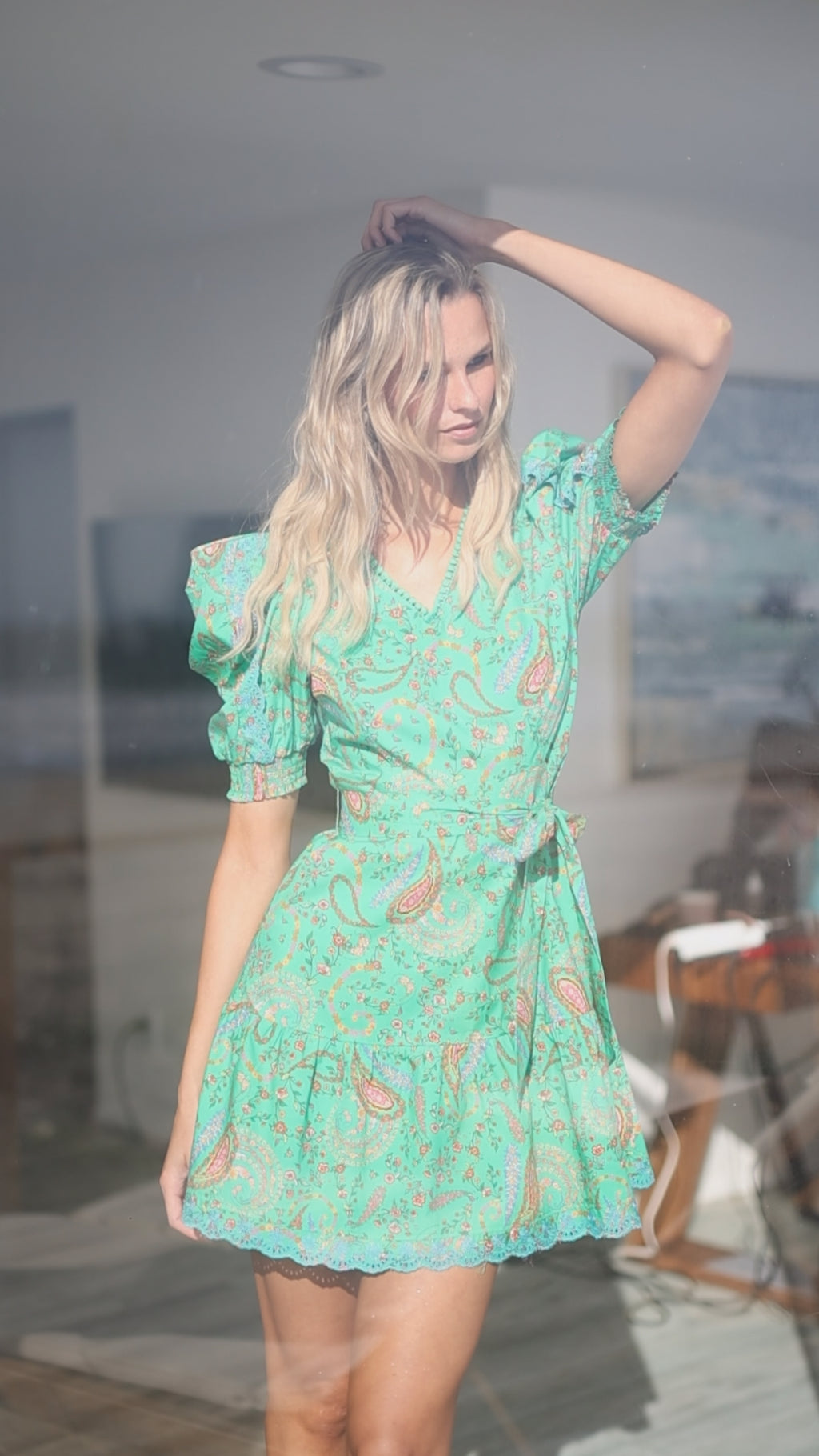 Elaina Poplin Dress, color_emerald